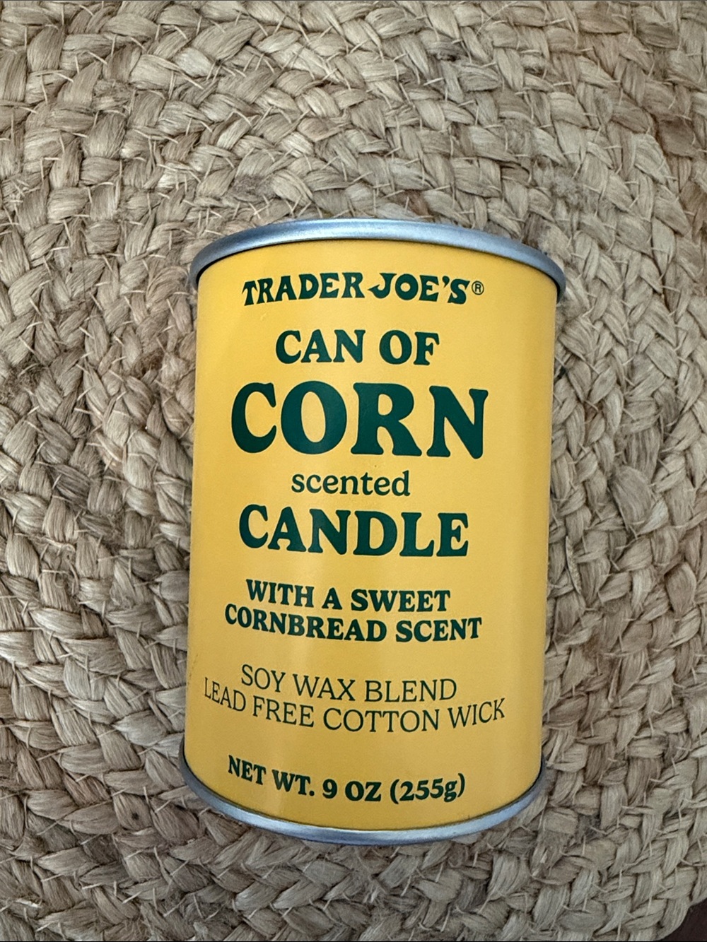 Trader Joe's Can of Corn Scented Candle - Yellow